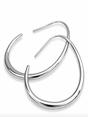 Stainless Steel Silver Polished Teardrop Hoop Earrings